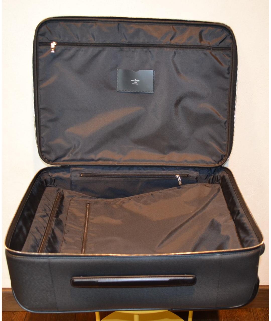 LOUIS VUITTON Черный кожаный чемодан, фото 4