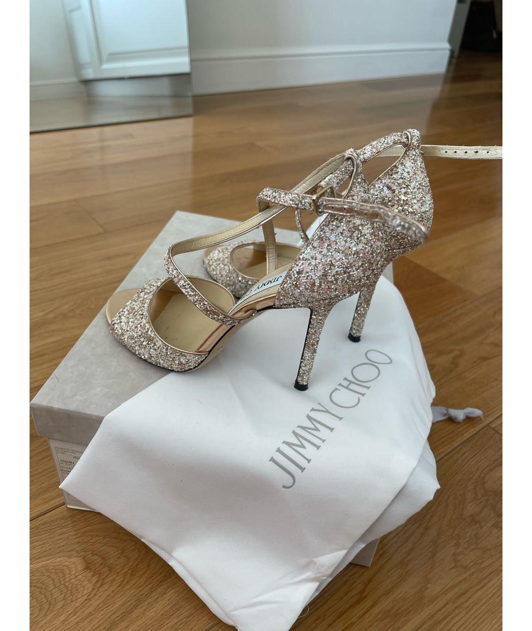 JIMMY CHOO Золотые кожаные туфли, фото 4