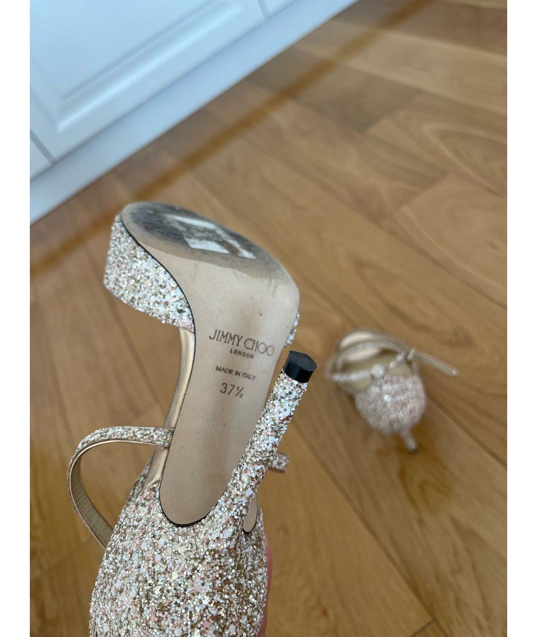 JIMMY CHOO Золотые кожаные туфли, фото 8