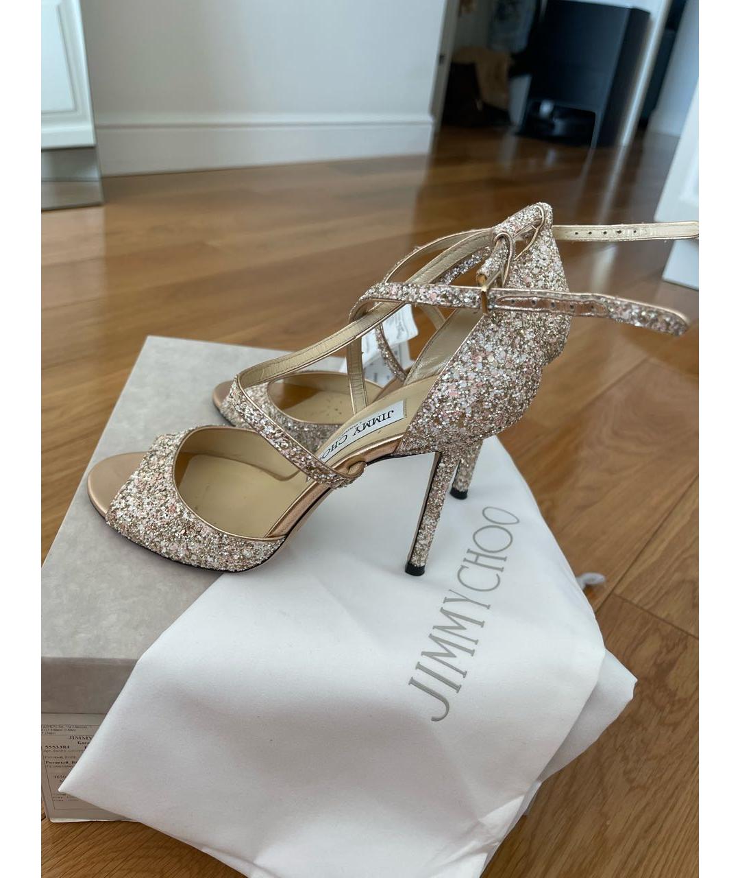 JIMMY CHOO Золотые кожаные туфли, фото 9