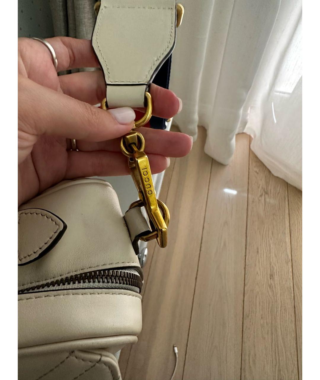 GUCCI Белая кожаная сумка через плечо, фото 4