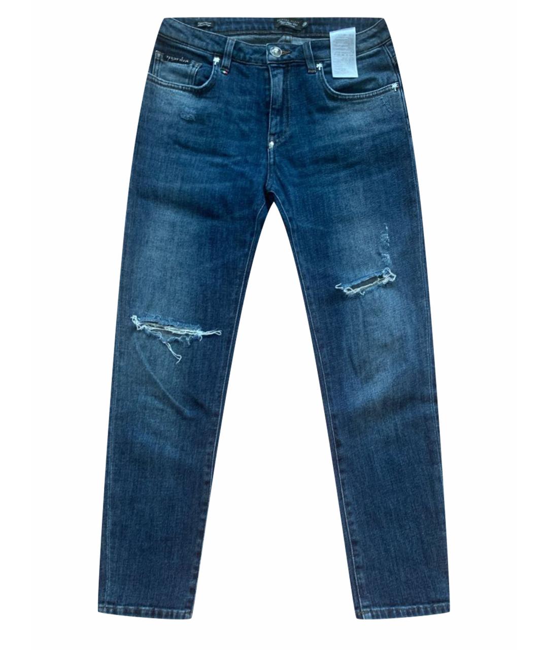 PHILIPP PLEIN Синие прямые джинсы, фото 1
