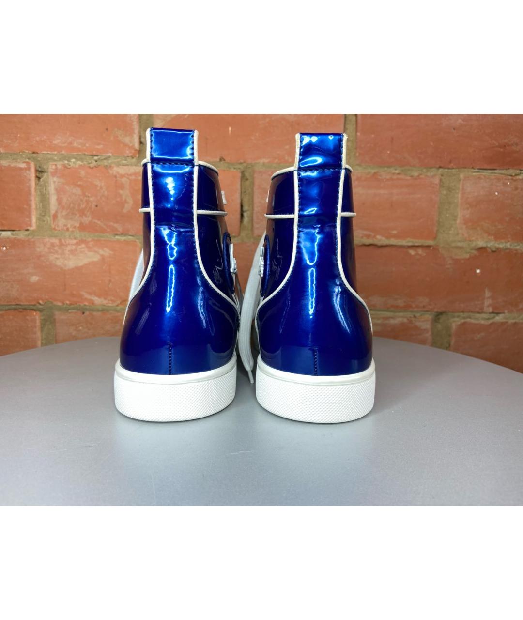 CHRISTIAN LOUBOUTIN Синие высокие ботинки из лакированной кожи, фото 5