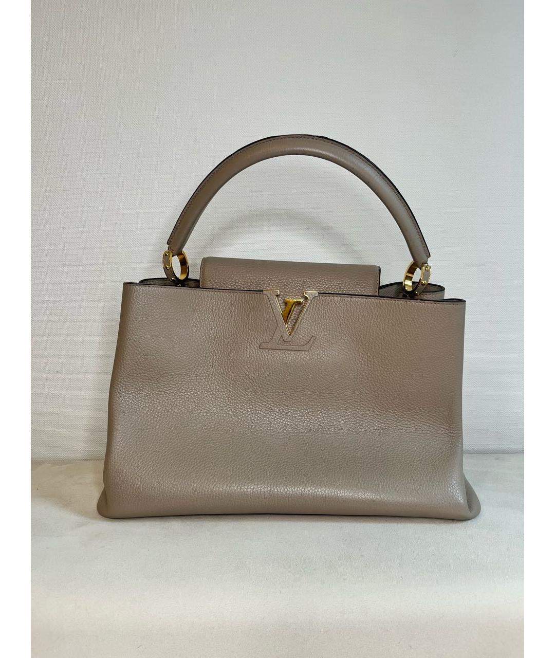 LOUIS VUITTON Серая кожаная сумка тоут, фото 7