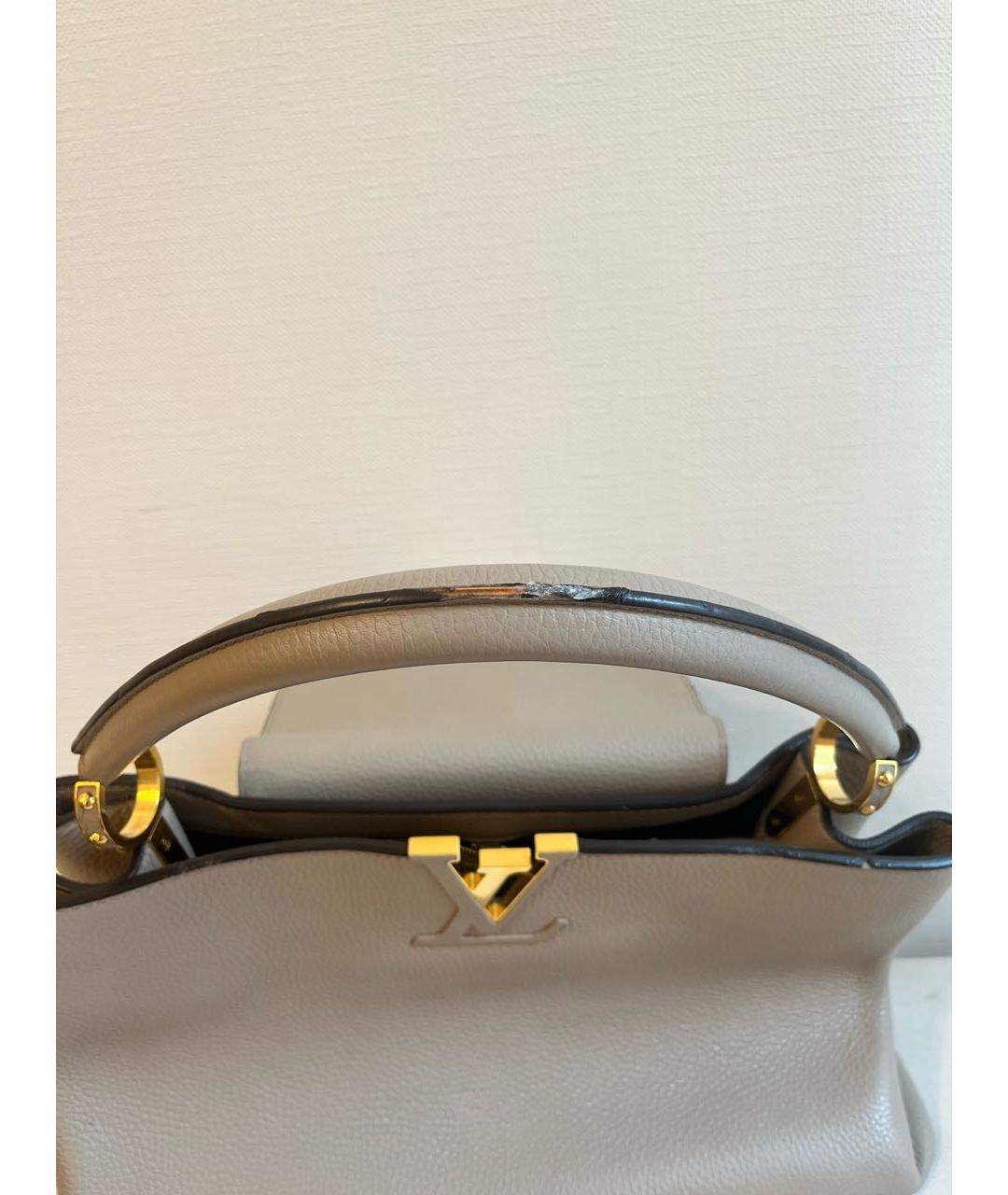 LOUIS VUITTON Серая кожаная сумка тоут, фото 5