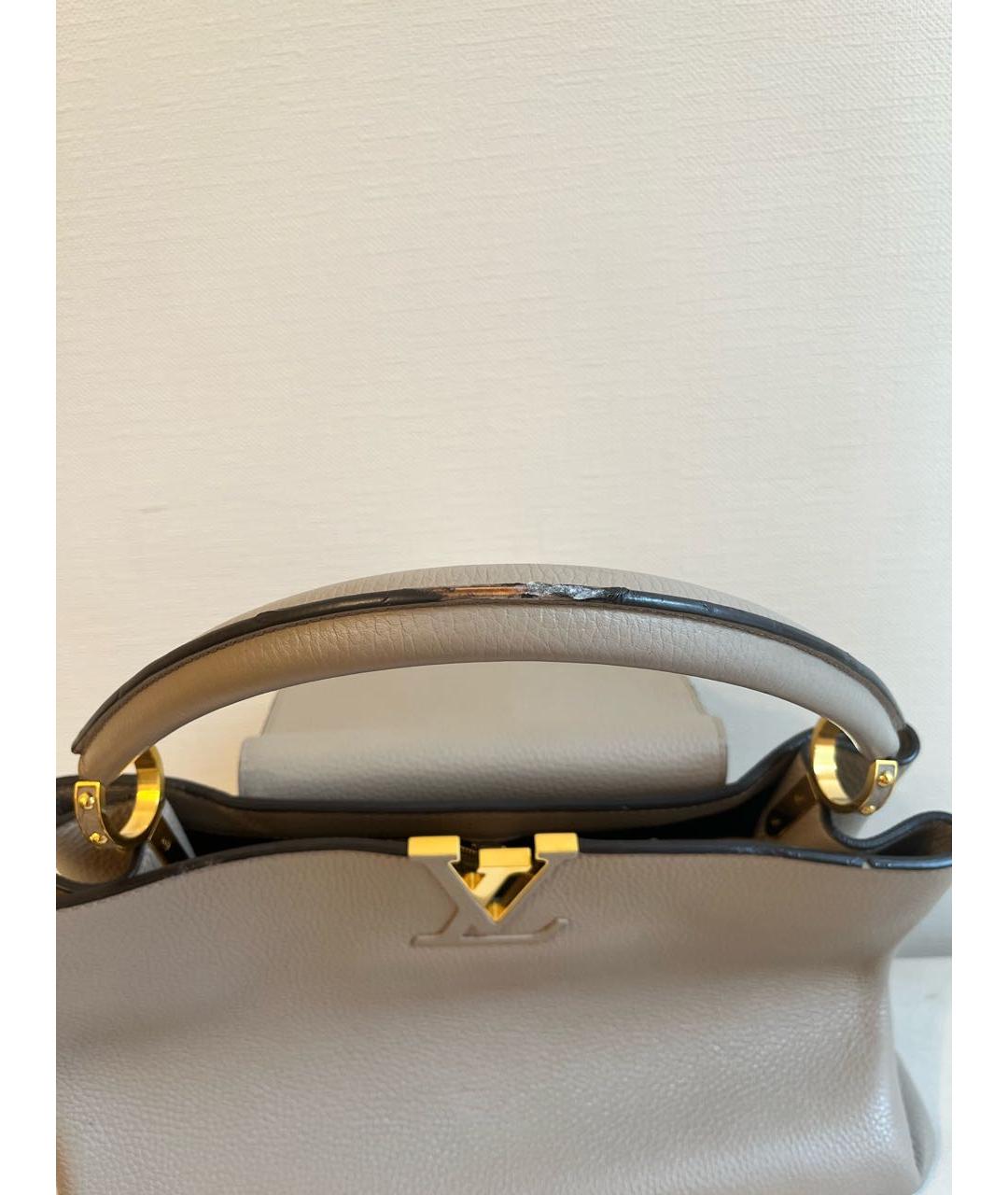 LOUIS VUITTON PRE-OWNED Серая кожаная сумка тоут, фото 5