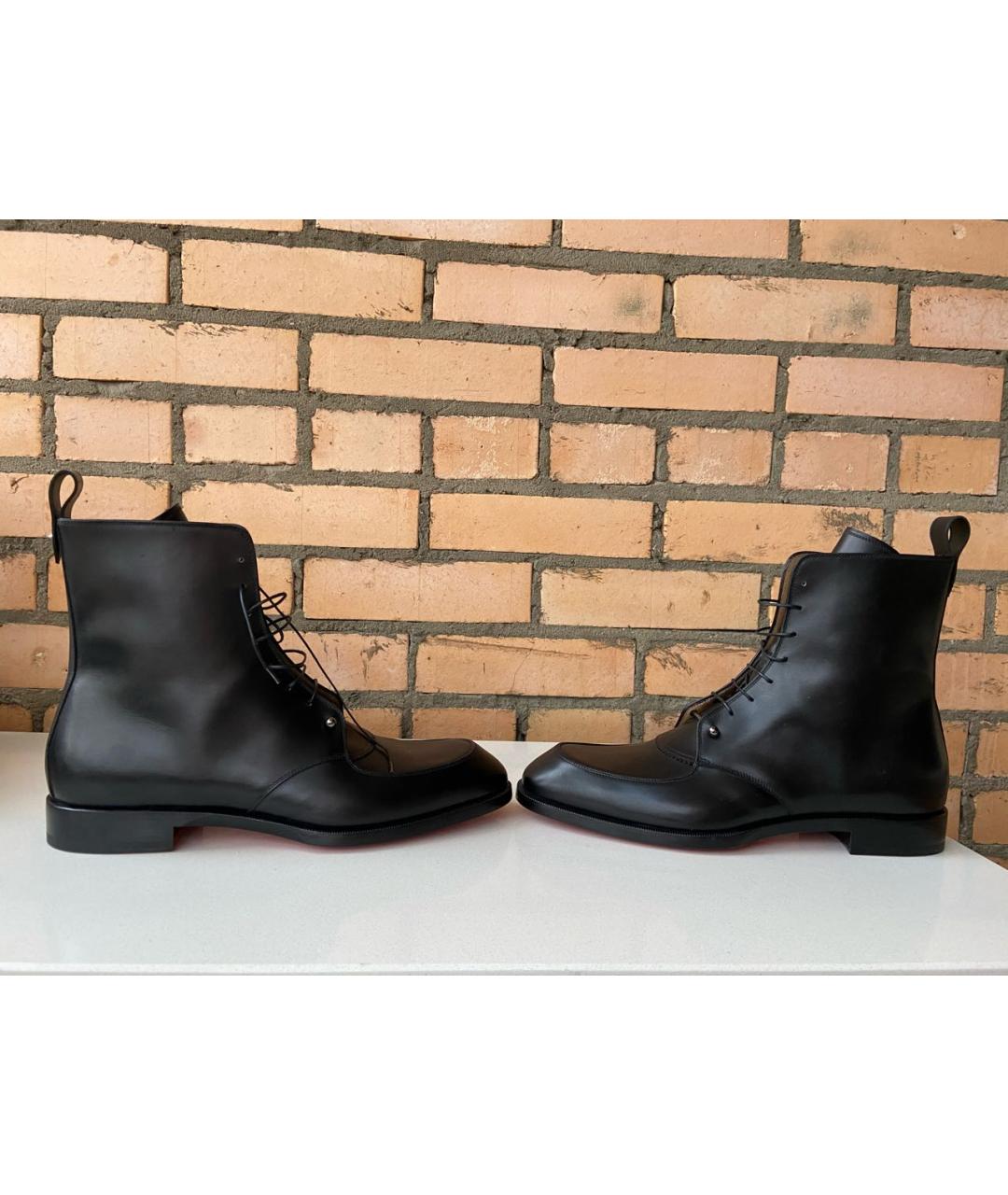 CHRISTIAN LOUBOUTIN Черные кожаные высокие ботинки, фото 5