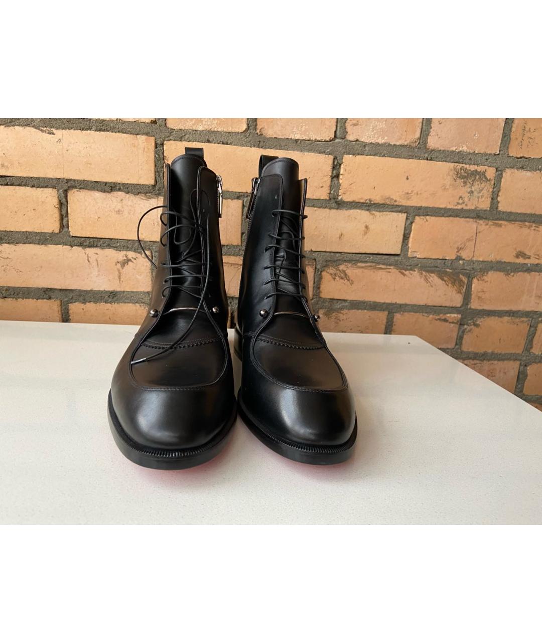 CHRISTIAN LOUBOUTIN Черные кожаные высокие ботинки, фото 3