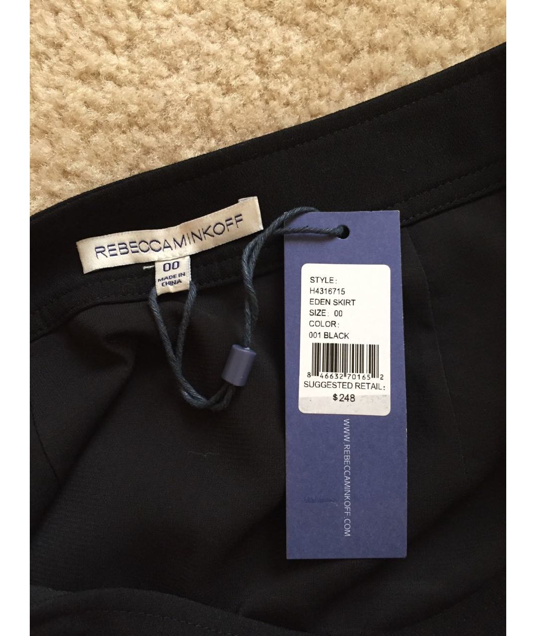 REBECCA MINKOFF Черная полиэстеровая юбка мини, фото 4
