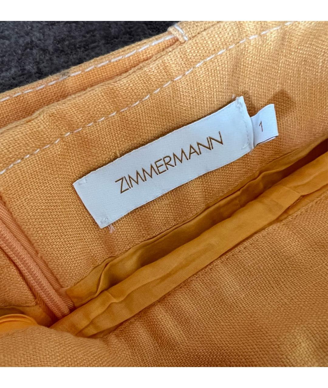 ZIMMERMANN Оранжевая льняная юбка мини, фото 3