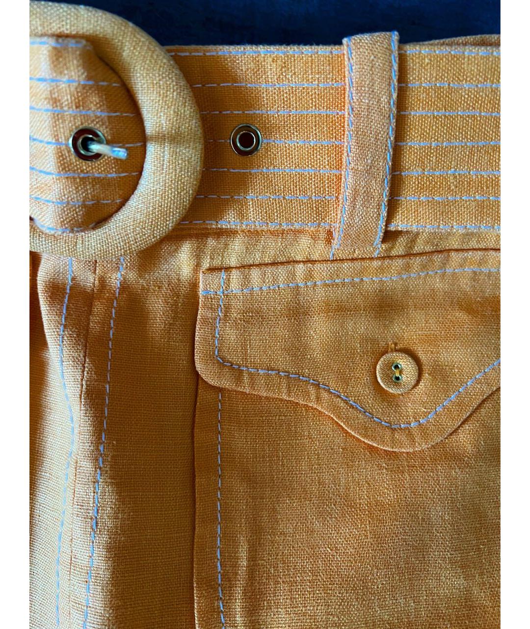 ZIMMERMANN Оранжевая льняная юбка мини, фото 4