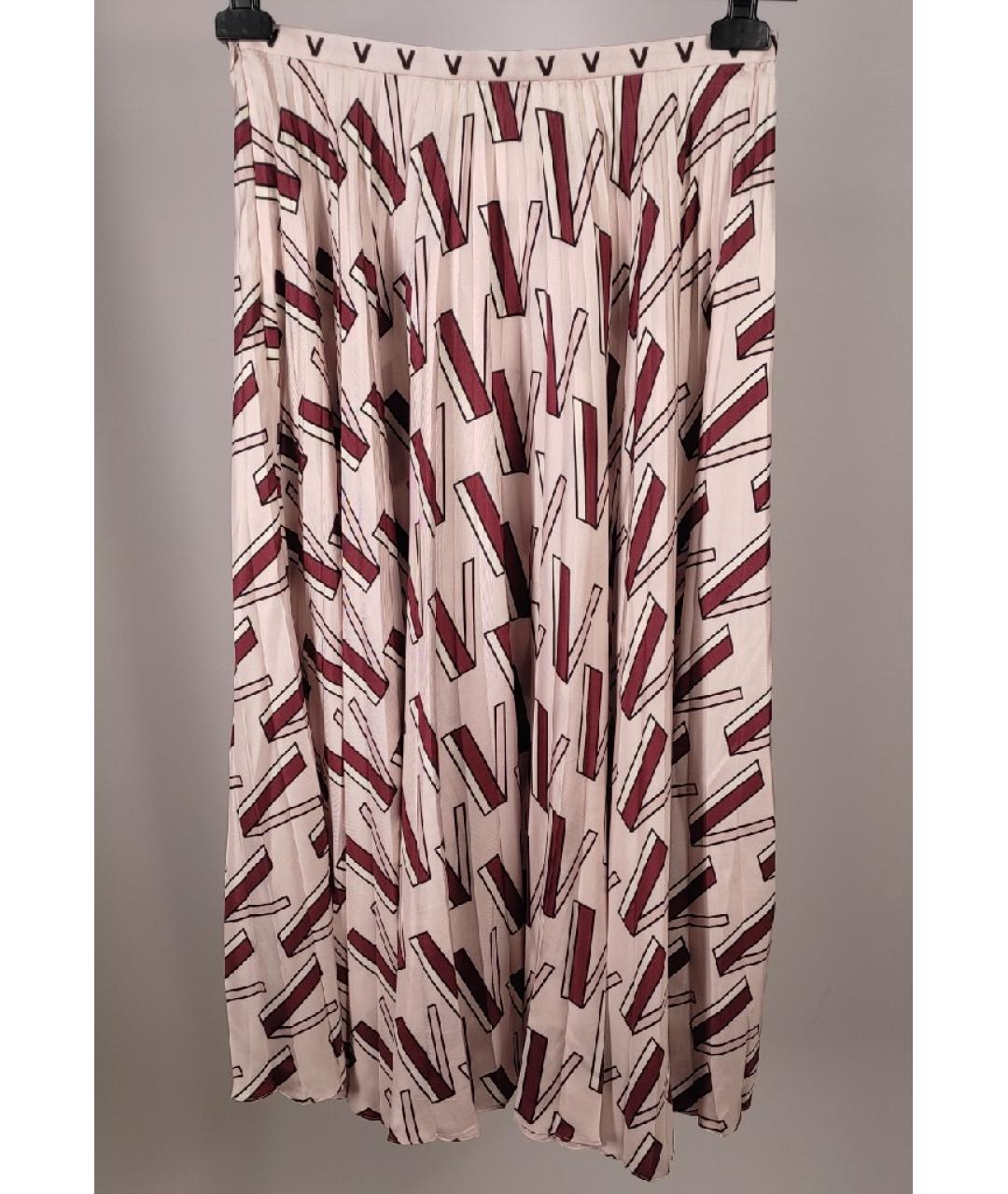VALENTINO Розовая шелковая юбка миди, фото 2