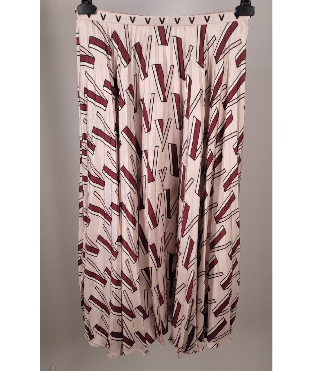 VALENTINO Розовая шелковая юбка миди, фото 8