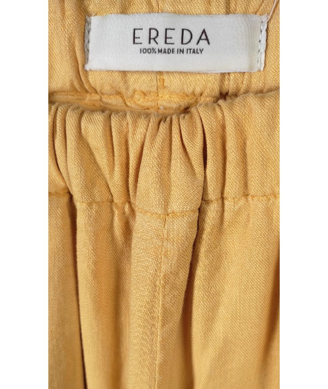EREDA Желтые льняные прямые брюки, фото 3
