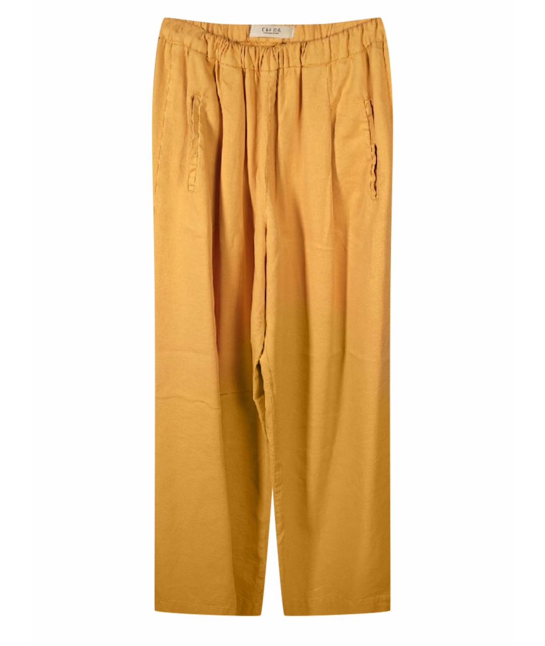 EREDA Желтые льняные прямые брюки, фото 1