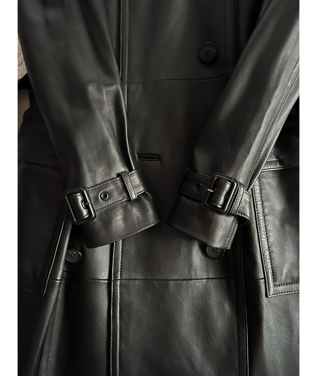 MICHAEL MICHAEL KORS Черный кожаный тренч/плащ, фото 4