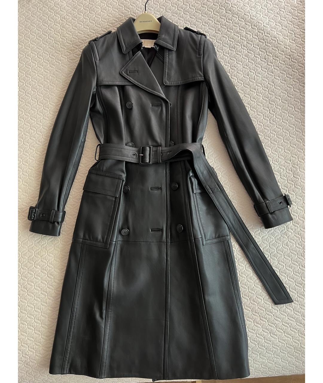 MICHAEL MICHAEL KORS Черный кожаный тренч/плащ, фото 9