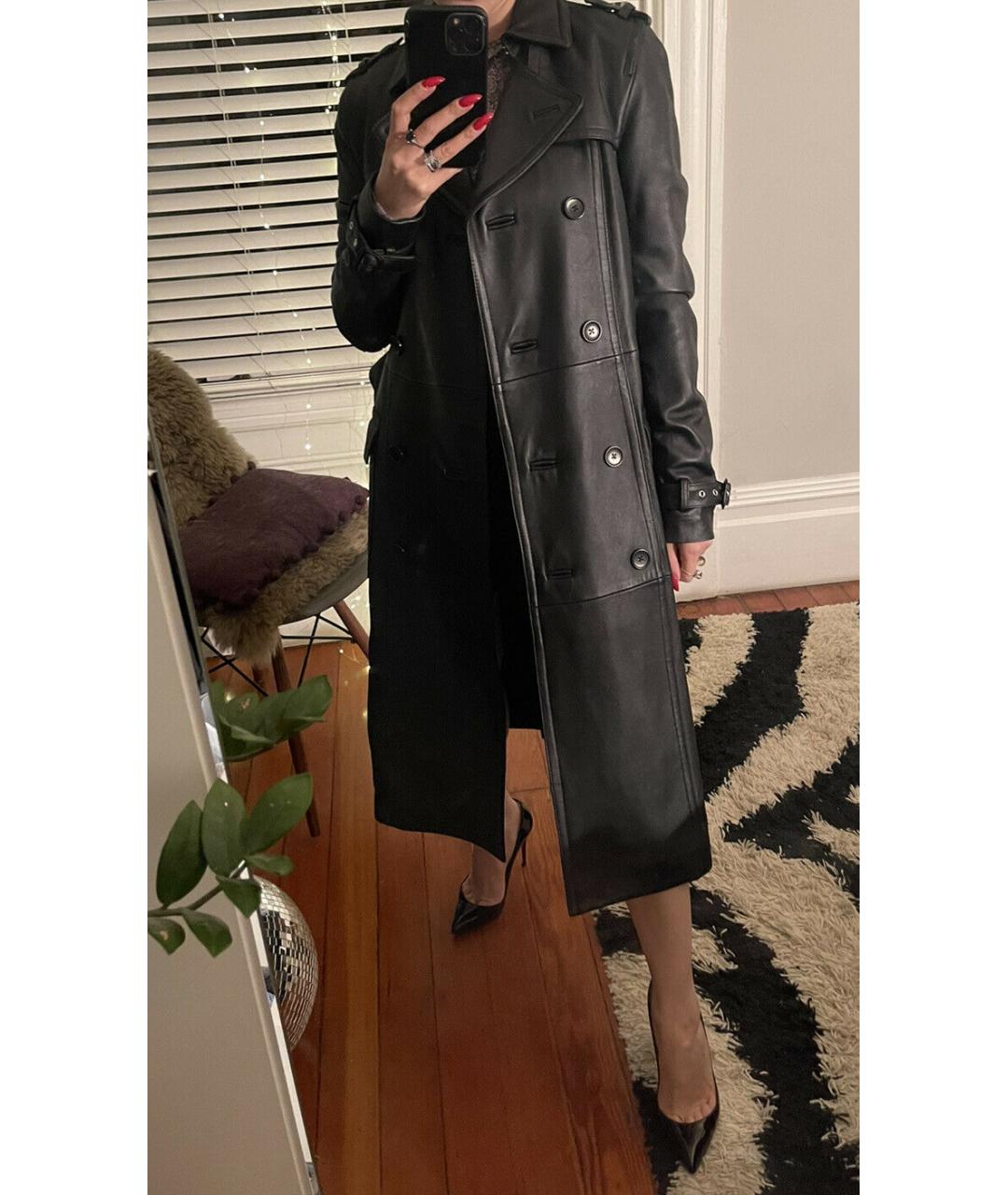 MICHAEL MICHAEL KORS Черный кожаный тренч/плащ, фото 8