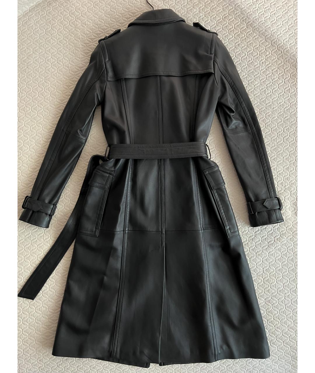 MICHAEL MICHAEL KORS Черный кожаный тренч/плащ, фото 2