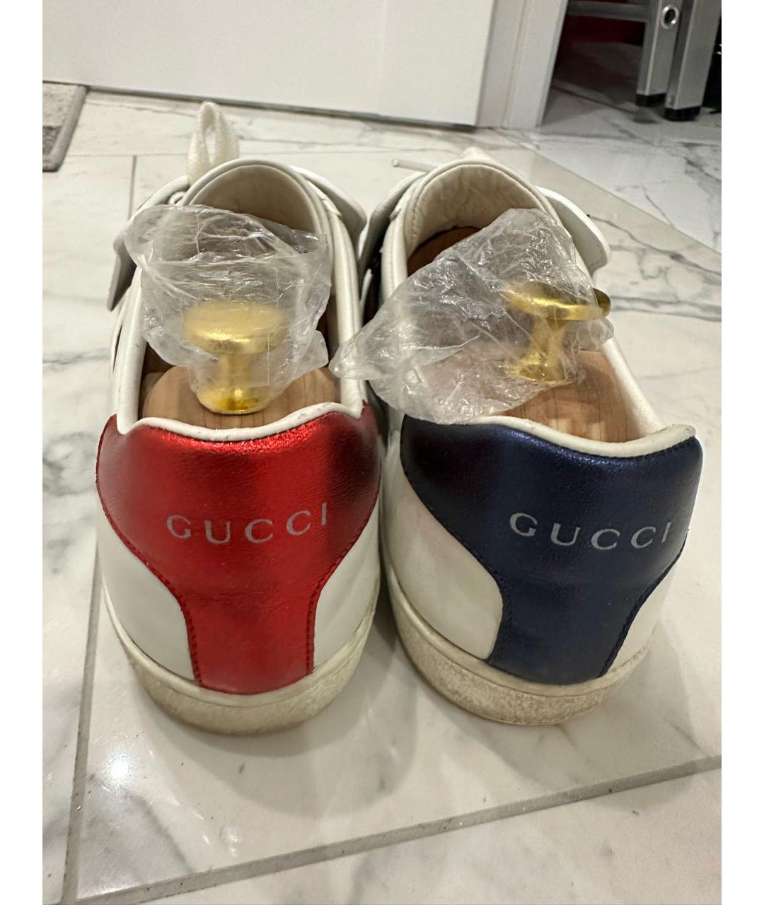 GUCCI Белые кожаные кеды, фото 3