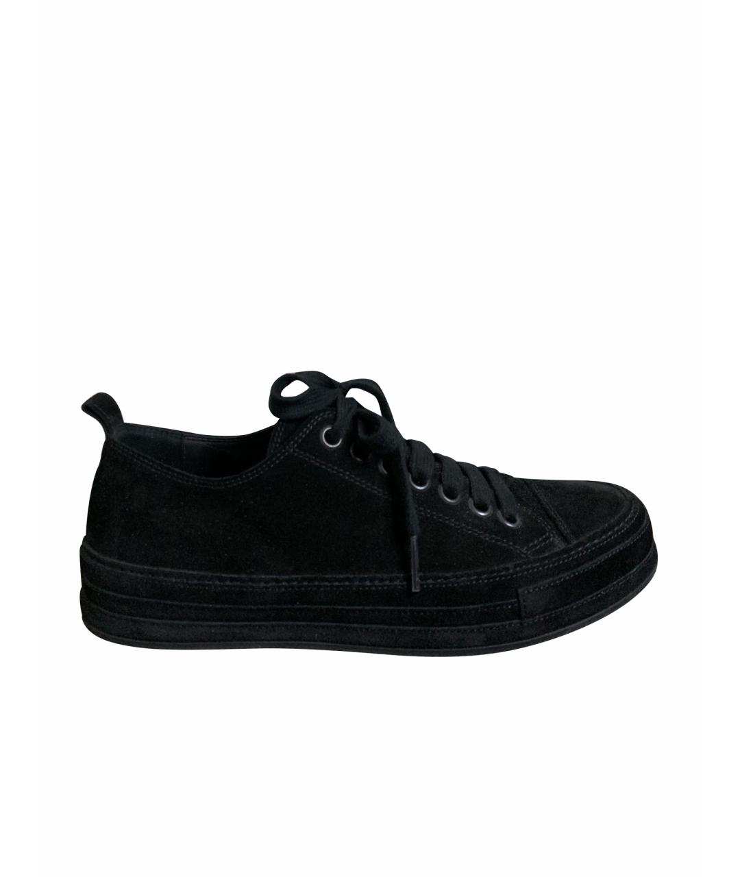 ANN DEMEULEMEESTER Черные замшевые низкие кроссовки / кеды, фото 1