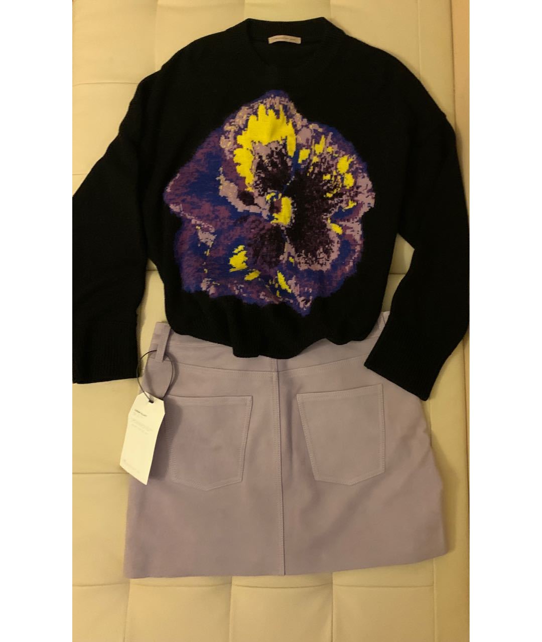 CURRENT/ELLIOTT Фиолетовая кожаная юбка мини, фото 5