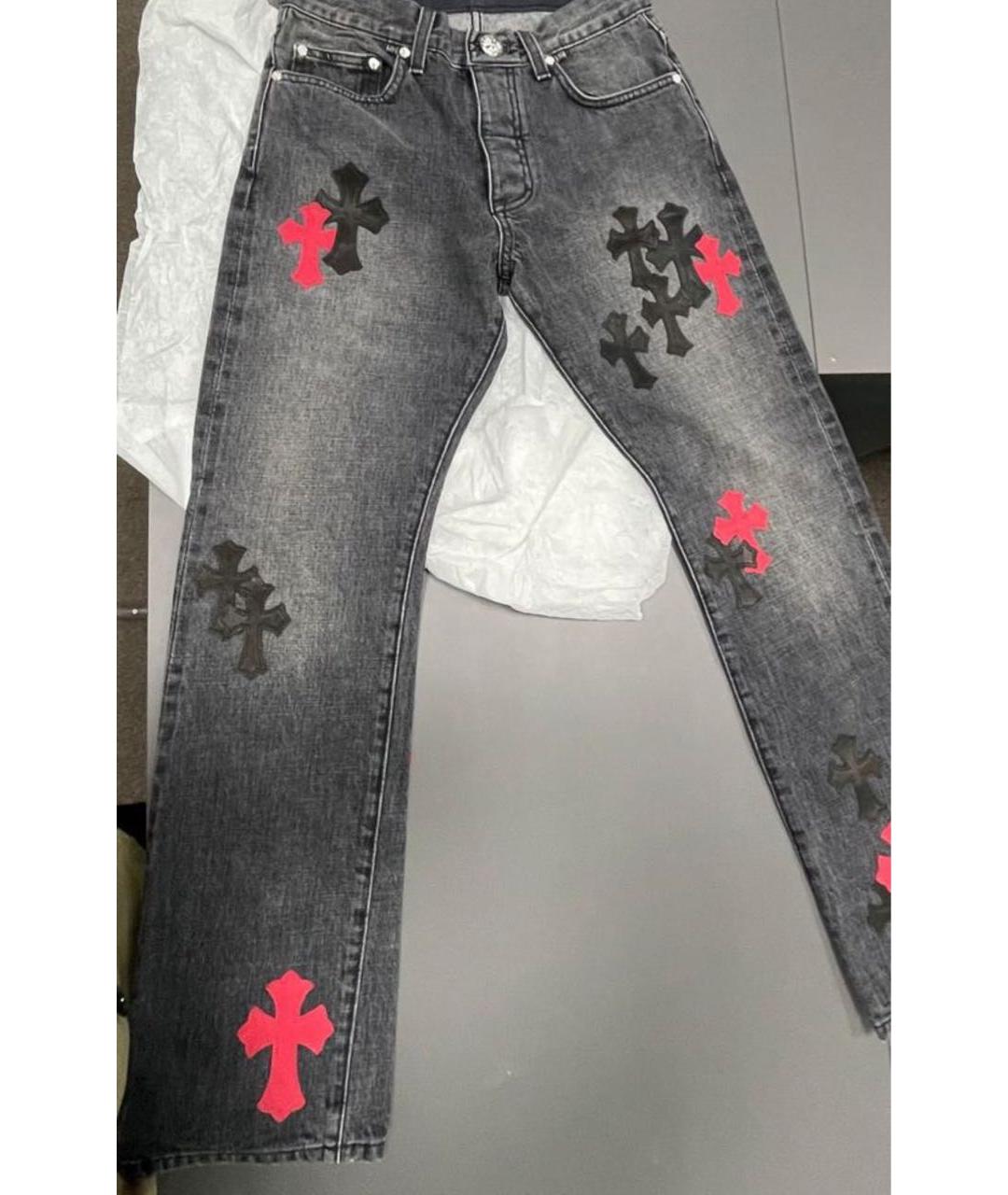 CHROME HEARTS Серые хлопковые джинсы слим, фото 2
