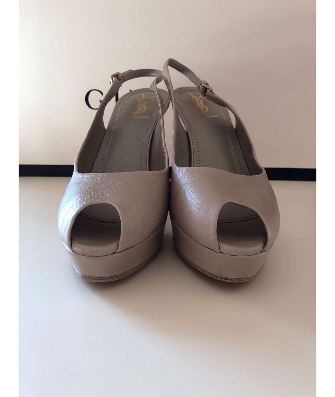 YVES SAINT LAURENT VINTAGE Серые кожаные босоножки, фото 3