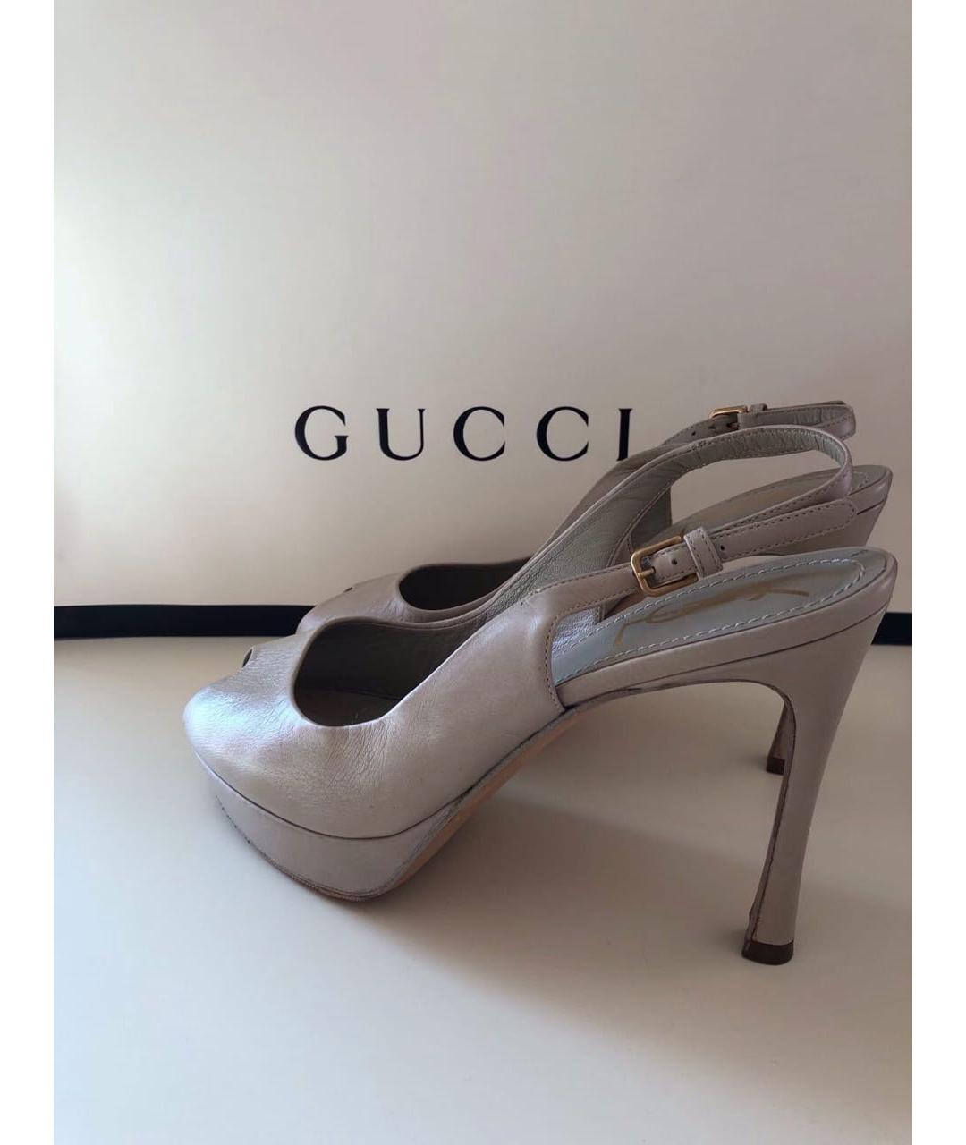 YVES SAINT LAURENT VINTAGE Серые кожаные босоножки, фото 6