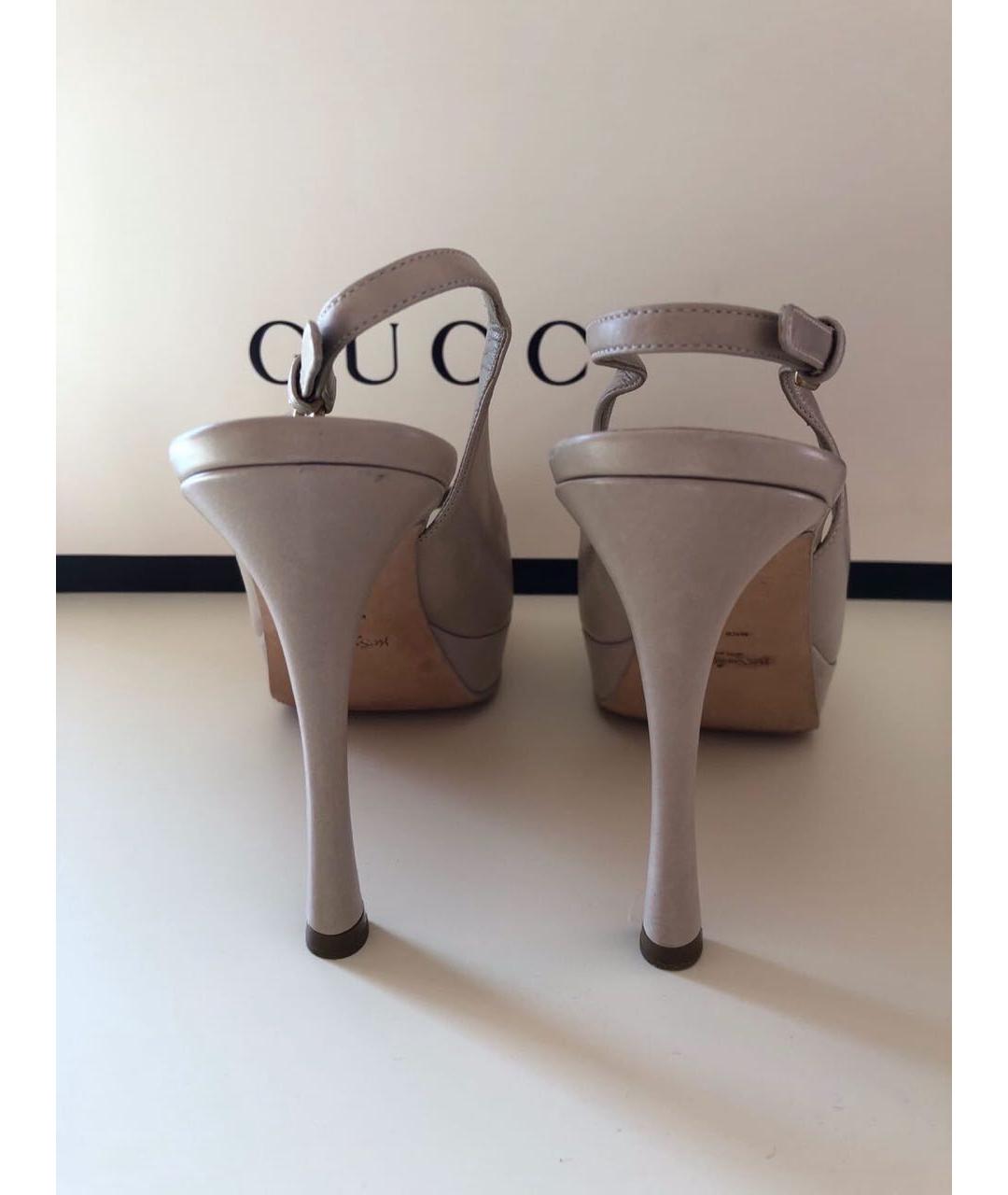 YVES SAINT LAURENT VINTAGE Серые кожаные босоножки, фото 2