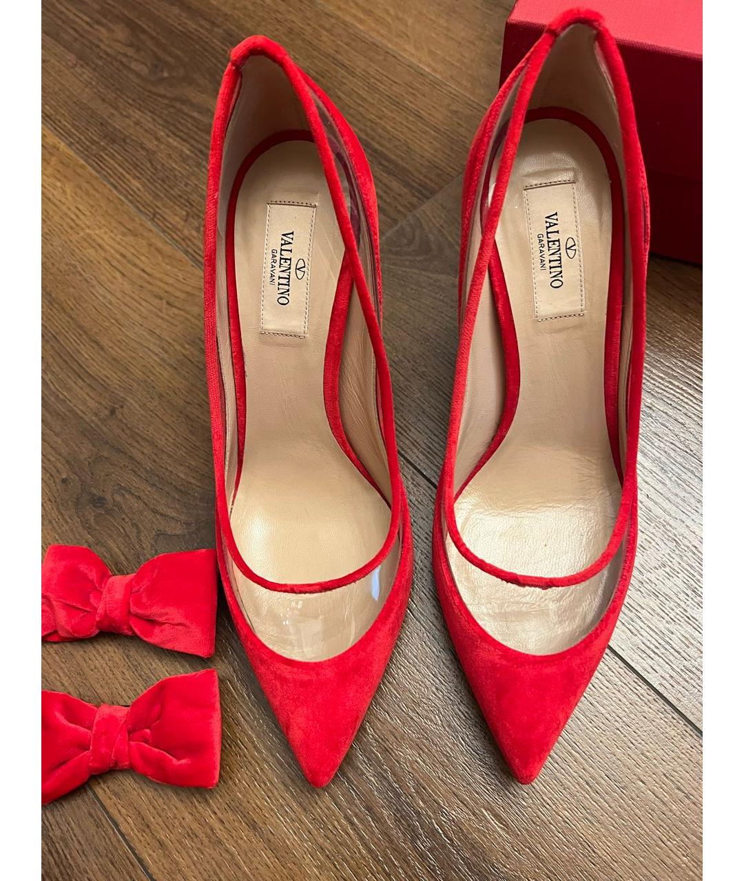 VALENTINO Красные бархатные туфли, фото 5