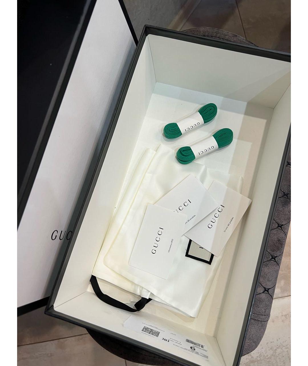 GUCCI Зеленые кожаные низкие кроссовки / кеды, фото 8