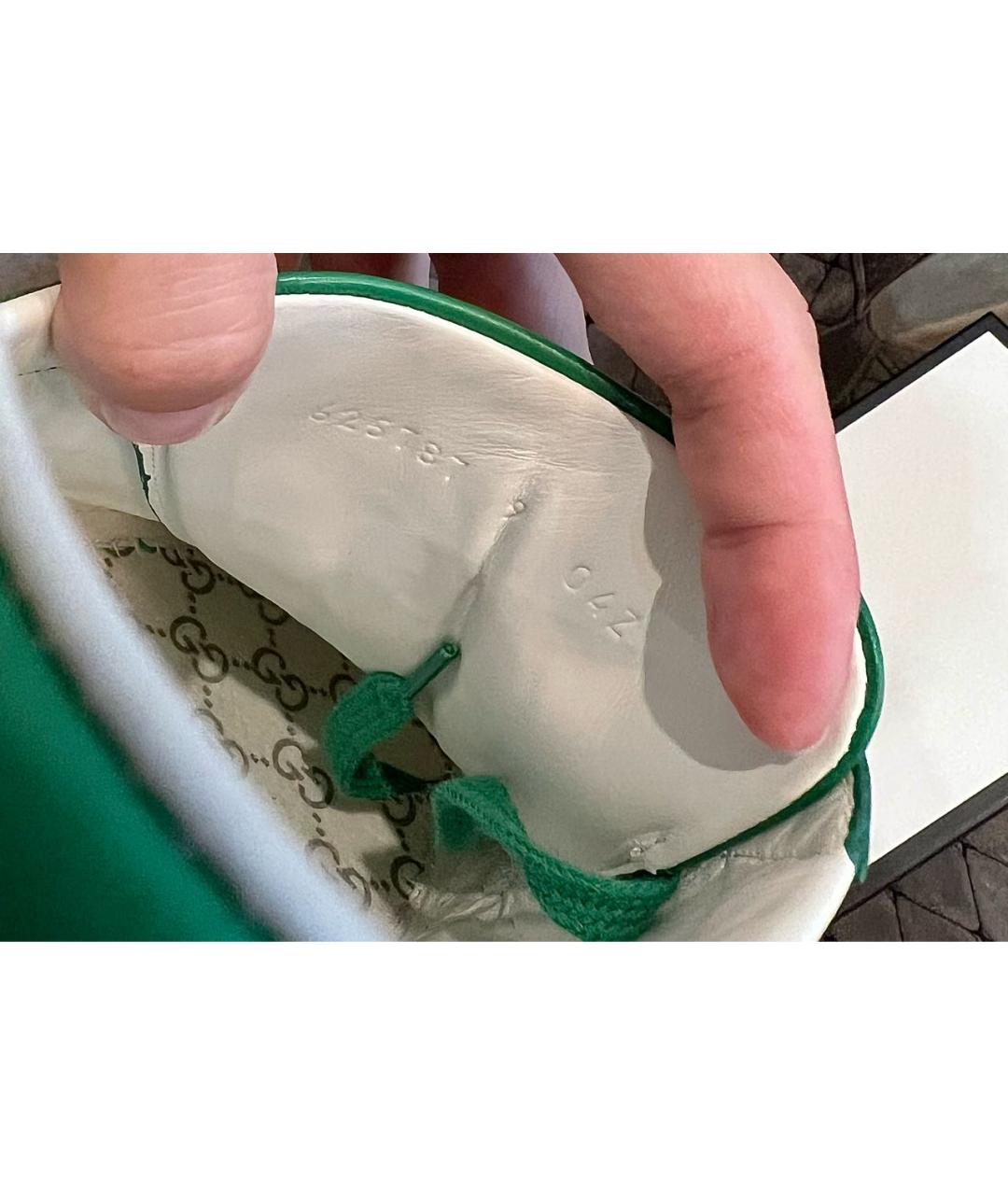 GUCCI Зеленые кожаные низкие кроссовки / кеды, фото 6