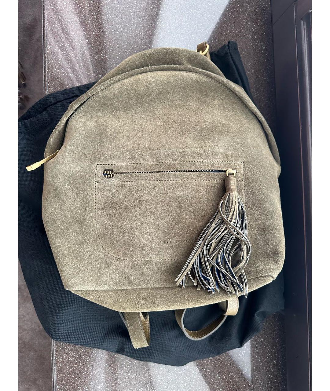 COCCINELLE Хаки замшевый рюкзак, фото 4