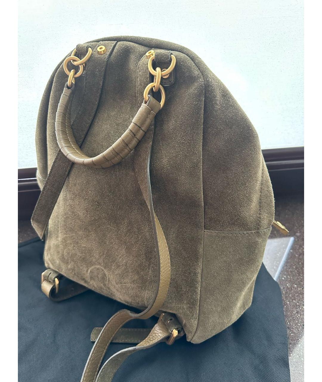 COCCINELLE Хаки замшевый рюкзак, фото 2