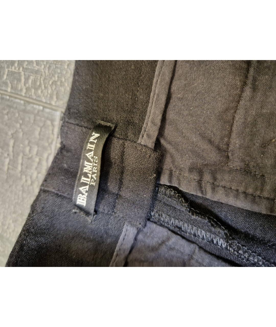 BALMAIN Черные шерстяные прямые брюки, фото 3