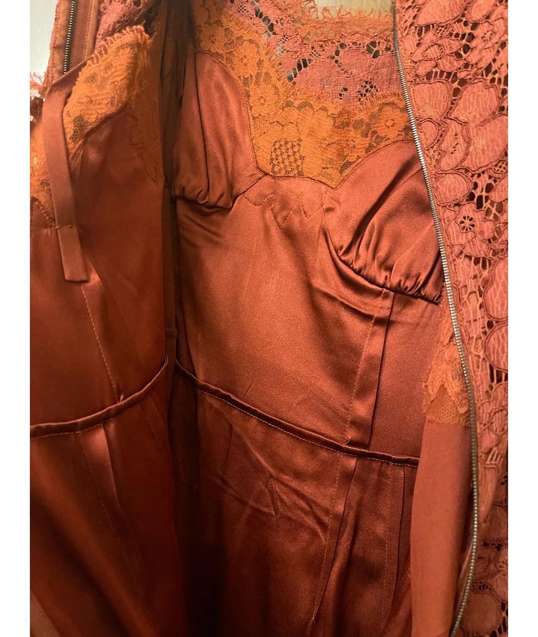 DOLCE&GABBANA Коралловое кружевное вечернее платье, фото 4