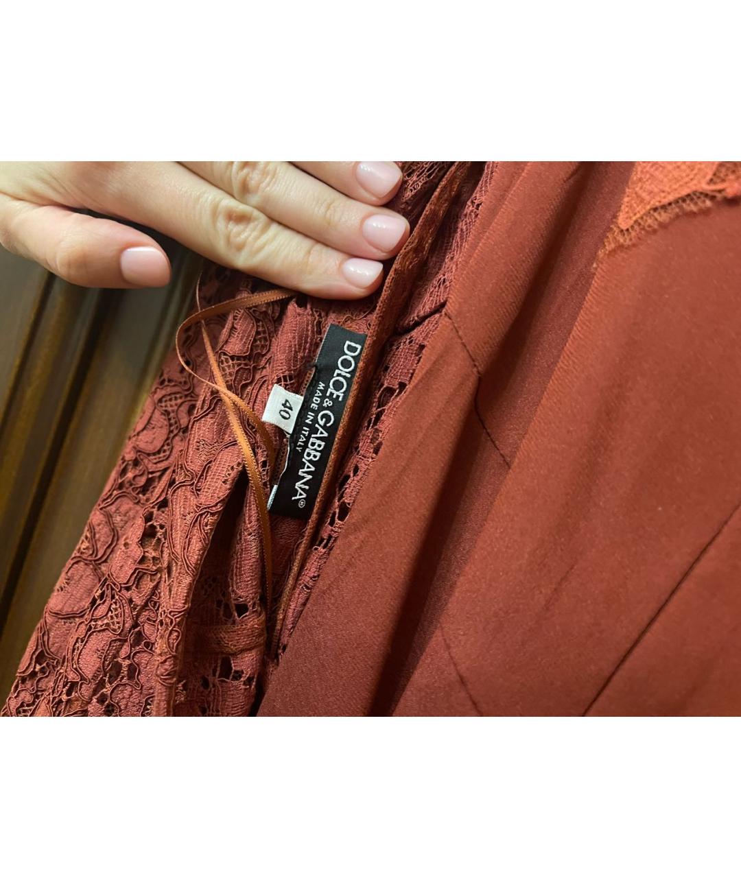 DOLCE&GABBANA Коралловое кружевное вечернее платье, фото 3