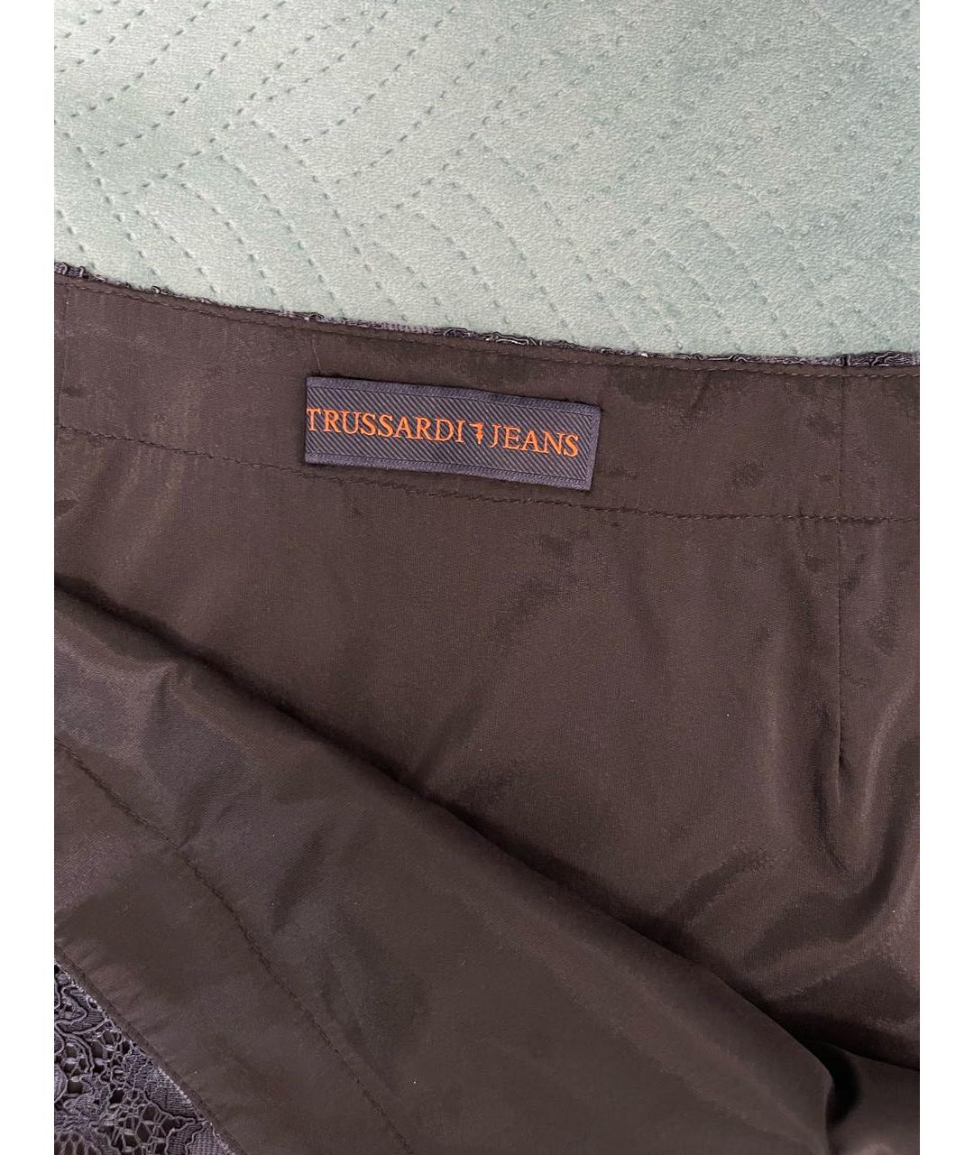 TRUSSARDI JEANS Темно-синяя вискозная юбка мини, фото 2