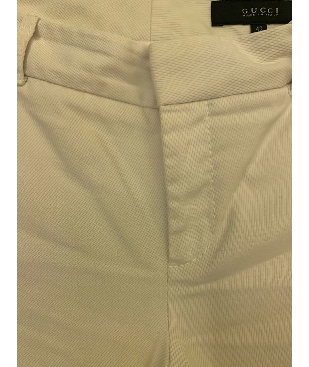 GUCCI Белые полиамидовые прямые брюки, фото 4
