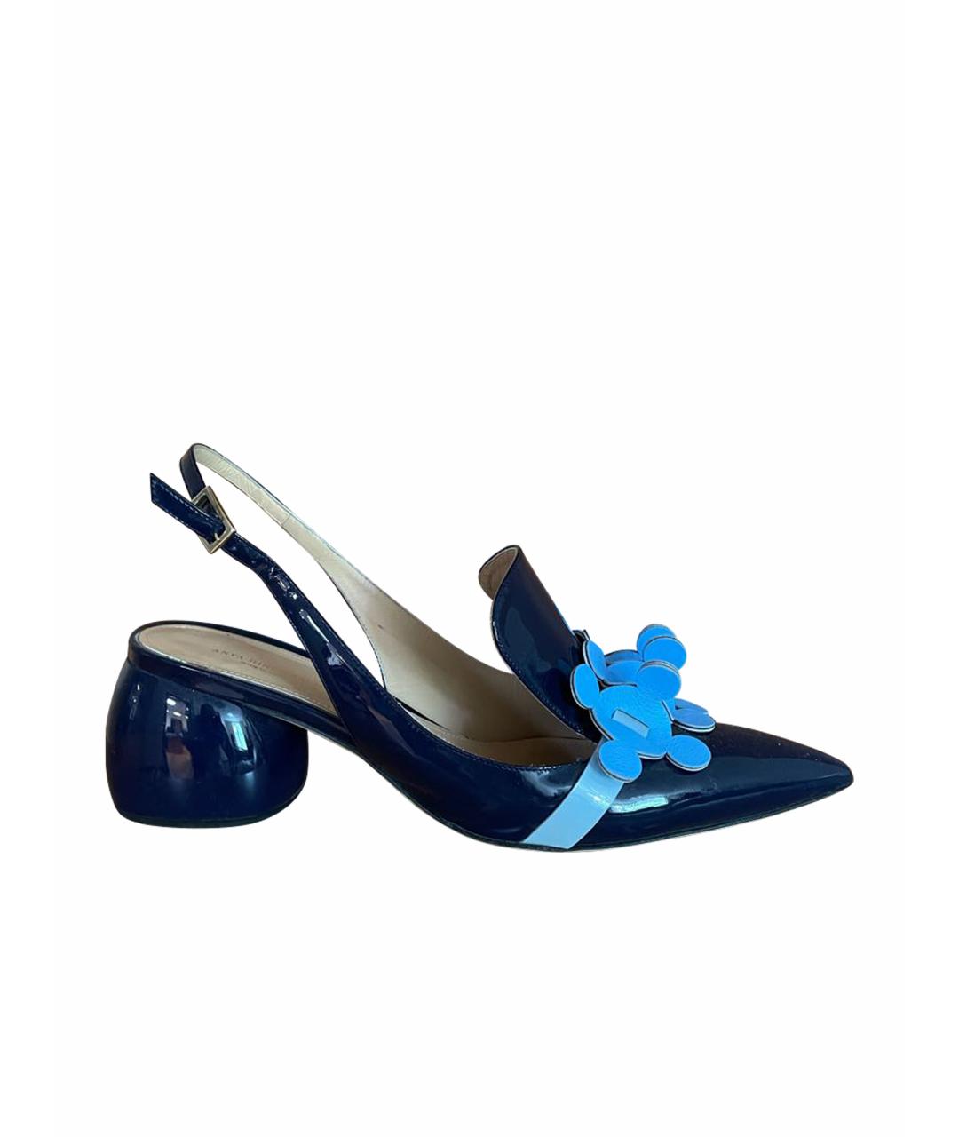 ANYA HINDMARCH Темно-синие туфли из лакированной кожи, фото 1