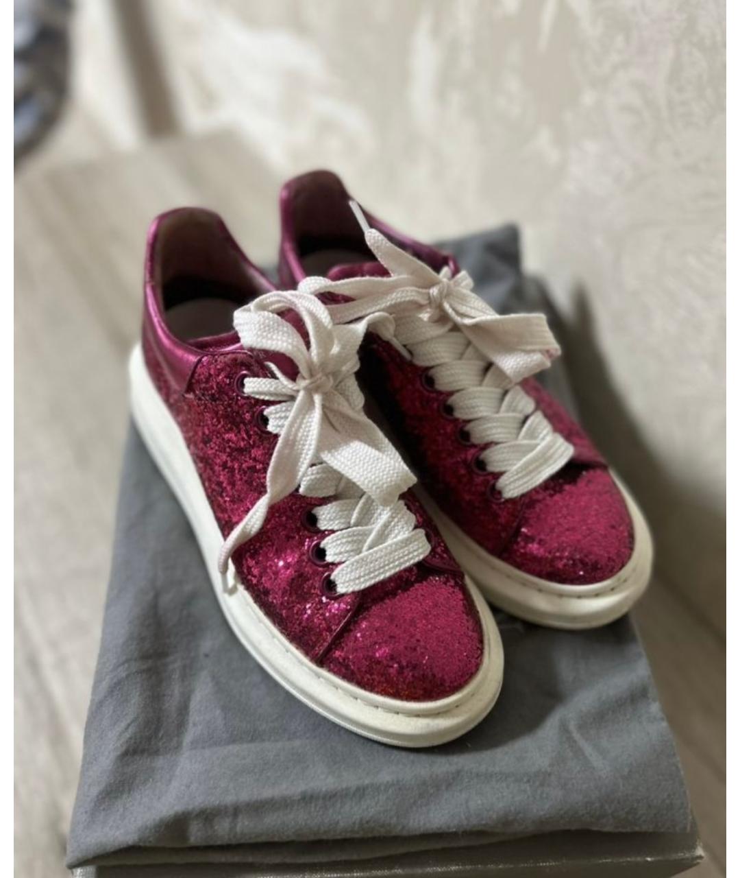 ALEXANDER MCQUEEN Розовые кожаные кеды, фото 2