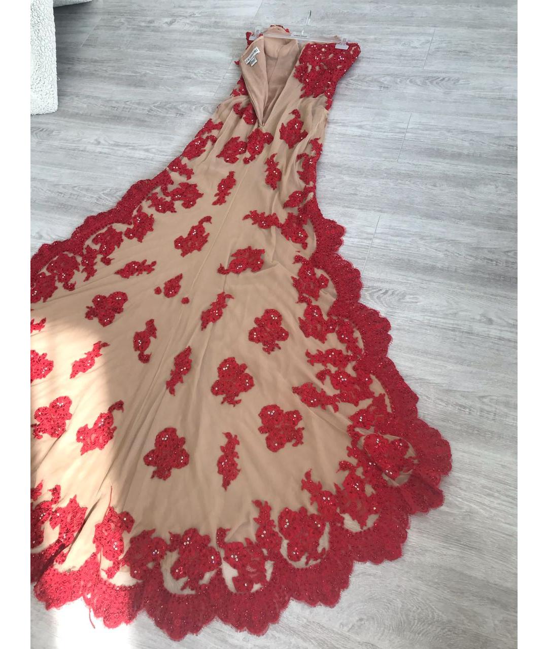 SHERRI HILL Красное кружевное вечернее платье, фото 4