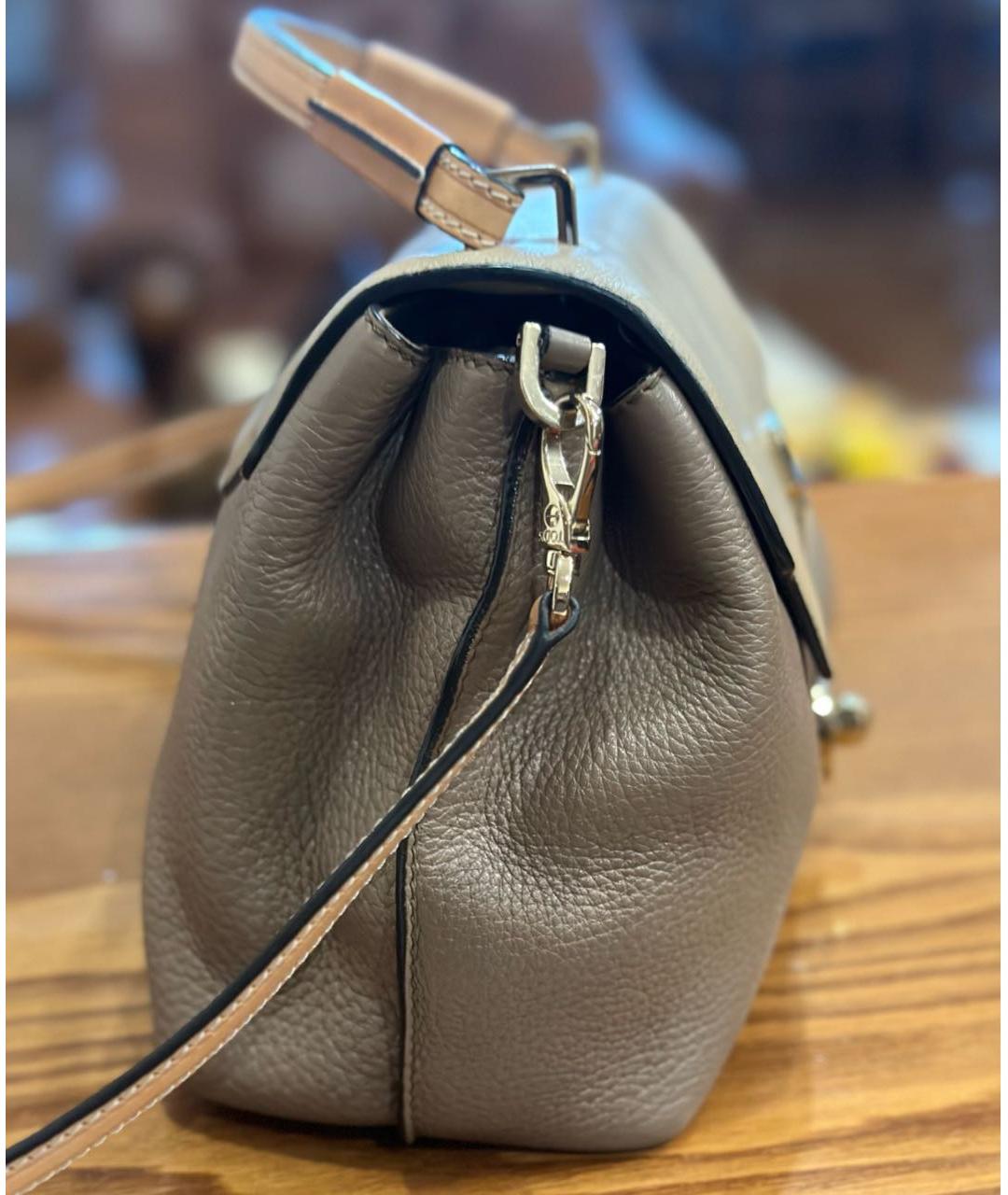 TOD'S Бежевая кожаная сумка с короткими ручками, фото 2