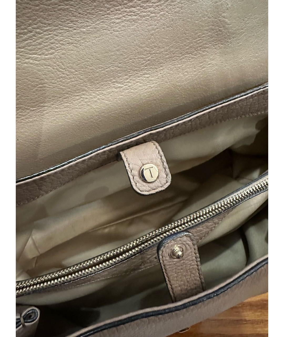 TOD'S Бежевая кожаная сумка с короткими ручками, фото 7