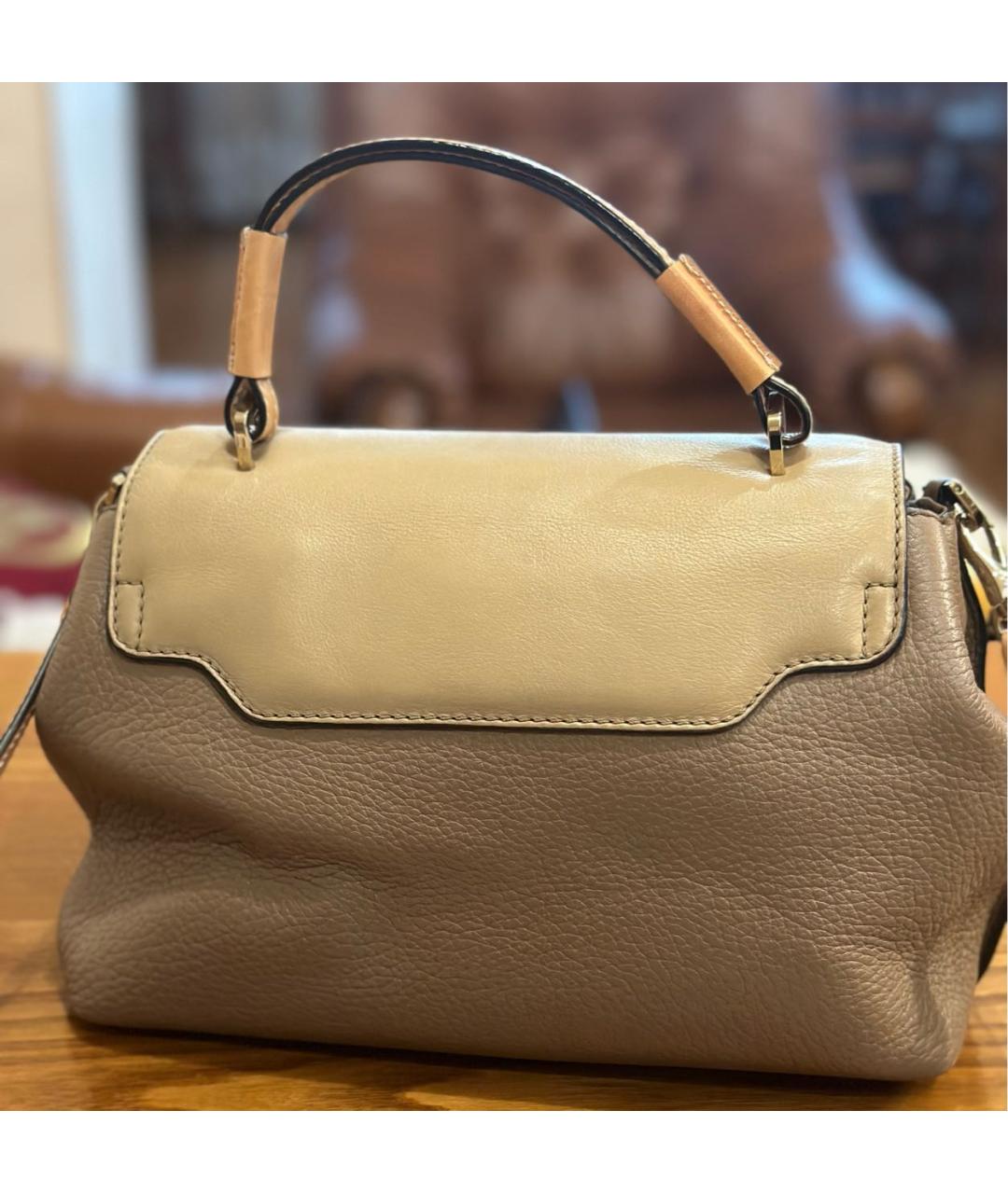 TOD'S Бежевая кожаная сумка с короткими ручками, фото 3
