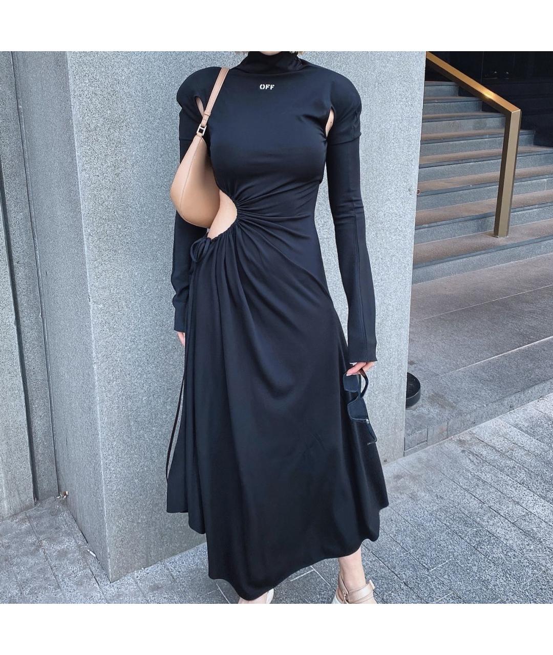 OFF-WHITE Черное повседневное платье, фото 8