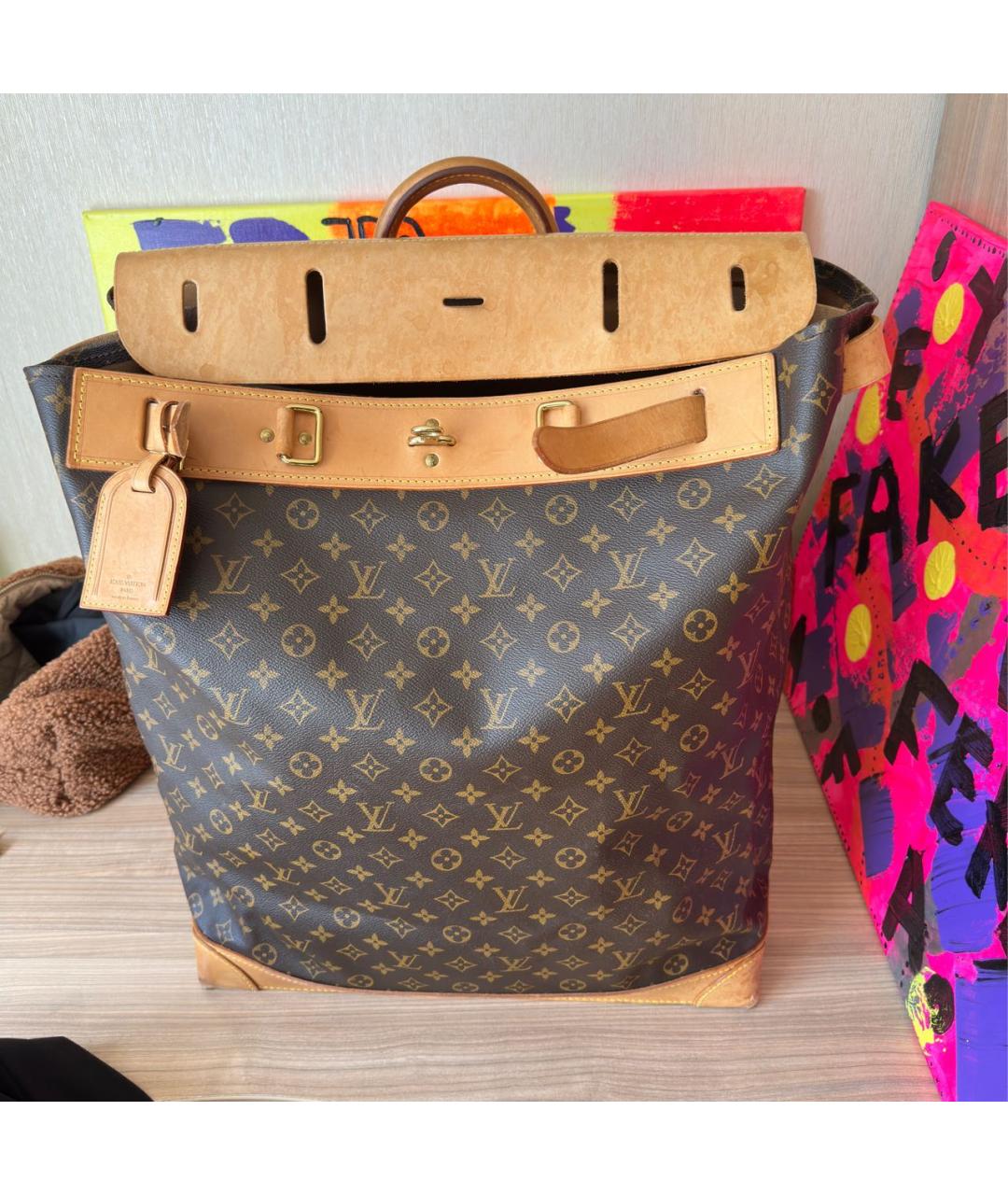LOUIS VUITTON Коричневая кожаная дорожная/спортивная сумка, фото 6