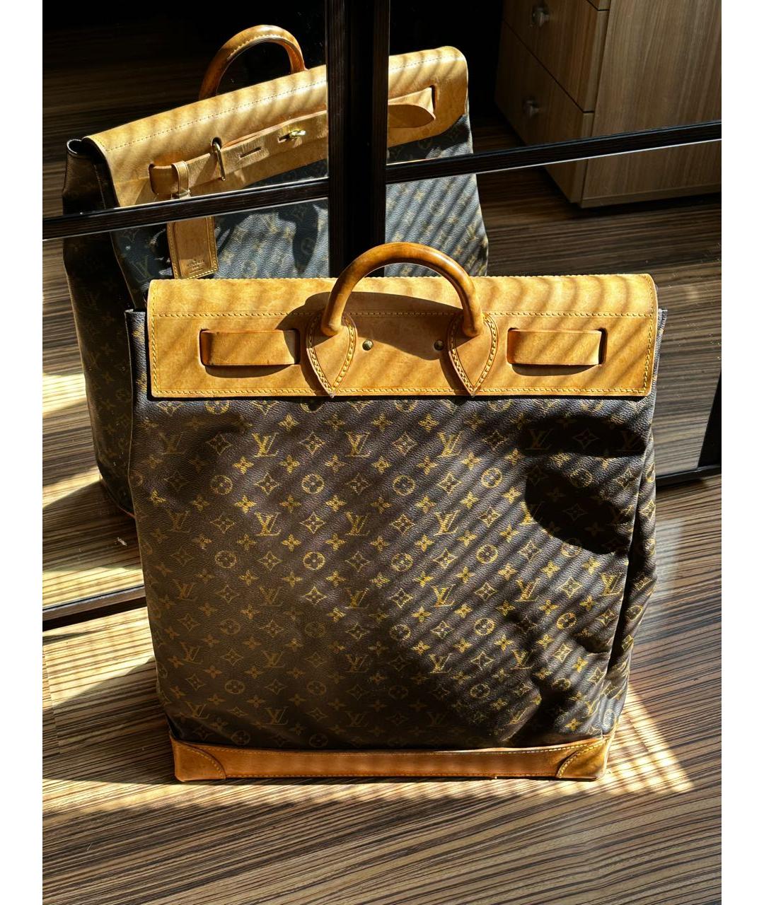 LOUIS VUITTON Коричневая кожаная дорожная/спортивная сумка, фото 5