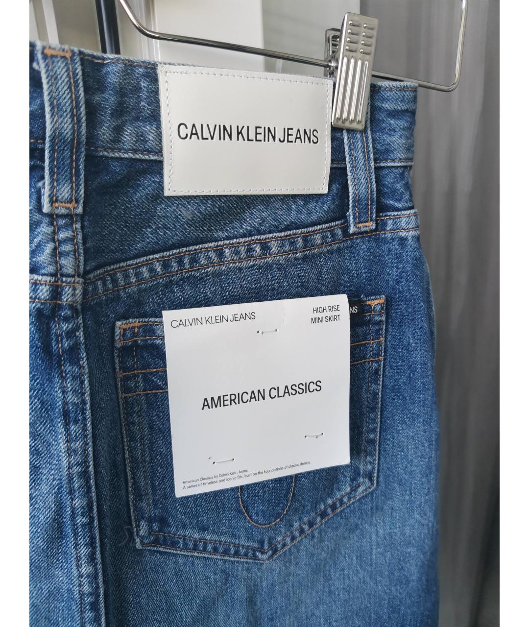 CALVIN KLEIN JEANS Голубая деним юбка мини, фото 4